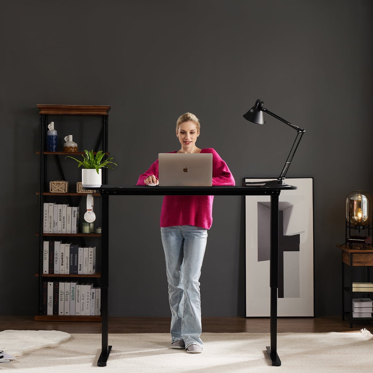 Electric Standing Desk, 55''X24'' Height Adjustable Desk, Home Office Desk with Electric Lift, Sit Stand Desk Workstation for Home Office, Black