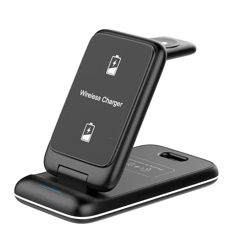 30W Fast Charging Dock Station 3 in 1 Foldable Wireless Charger Stand for Iphone 16 15 14 13 12 11 Iwatch 8 7 6 Airpods Pro