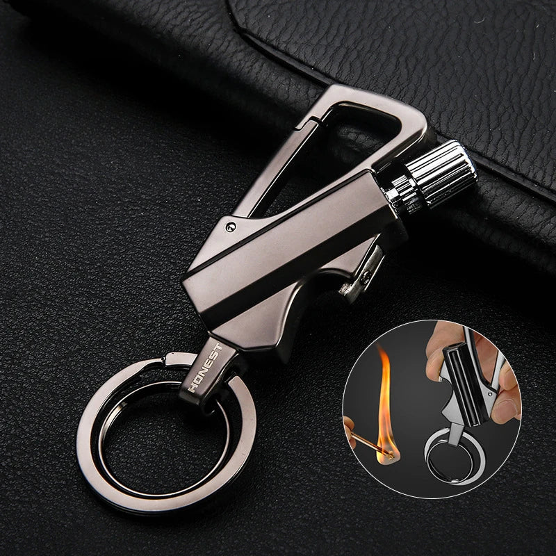 Multifunctional Keychain Kerosene Lighter Beer Bottle Opener Outdoor Portable Igniter Smoking Accessories Gadgets for Men