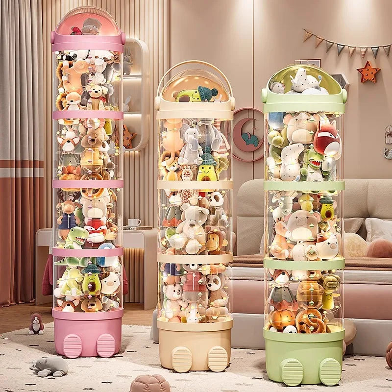 Upaded Zipper Version Plu Doll Storage Buet Transparent Toy Storage Tube Children'S Storage Basket Toy Organizer
