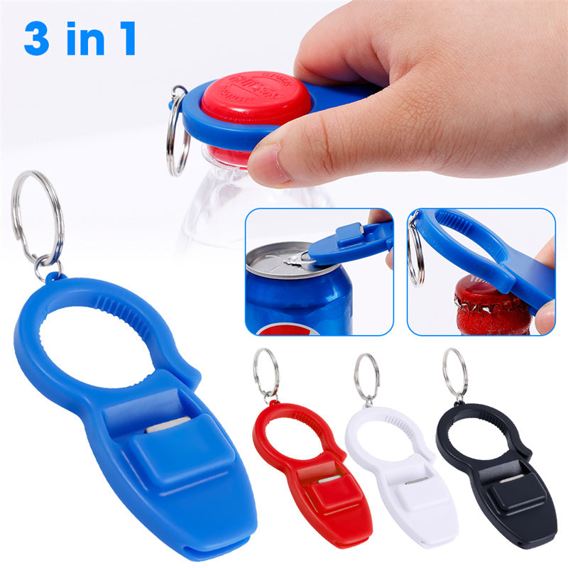3 In 1 Multifunction Beer Can Opener Plastic Keychain Wall-mounted Beverage Bottle Opener Household Kitchen Accessories Tools