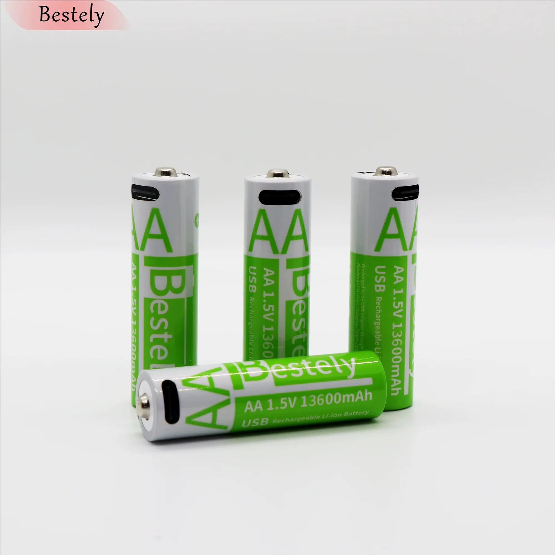 Rechargeable Lithium Battery Set 1.5V AA 13600Mah & AAA 6800Mah with USB-C Fast Charging Li-Ion Tech 2000 Cycles USB-C Cable