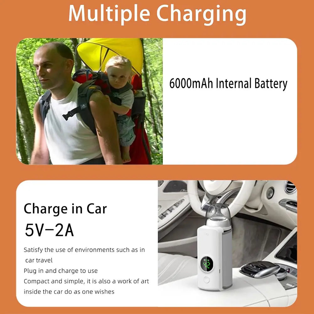 Portable Bottle Warmer Rechargeable Baby Bottle Warmer with Temperature Control Travel Warmer for Traveling Camping Home