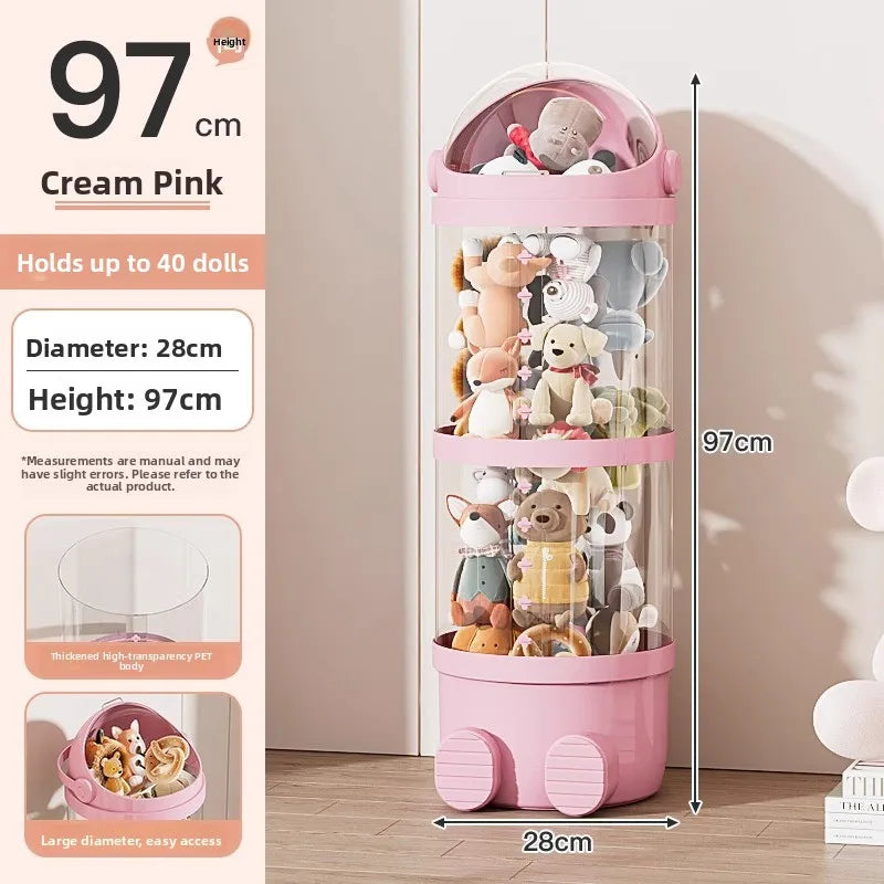 Upaded Zipper Version Plu Doll Storage Buet Transparent Toy Storage Tube Children'S Storage Basket Toy Organizer