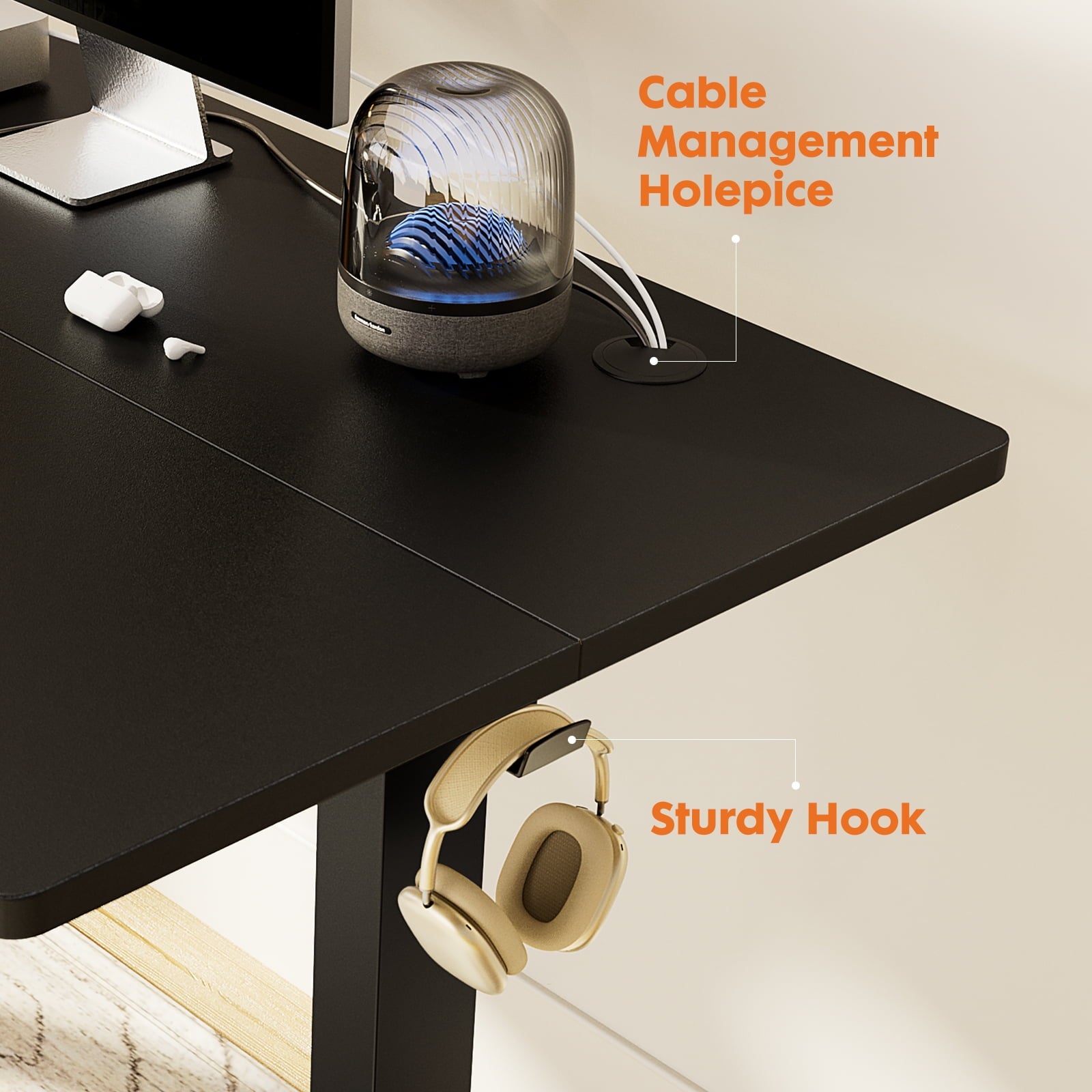 Electric Standing Desk, 55''X24'' Height Adjustable Desk, Home Office Desk with Electric Lift, Sit Stand Desk Workstation for Home Office, Black