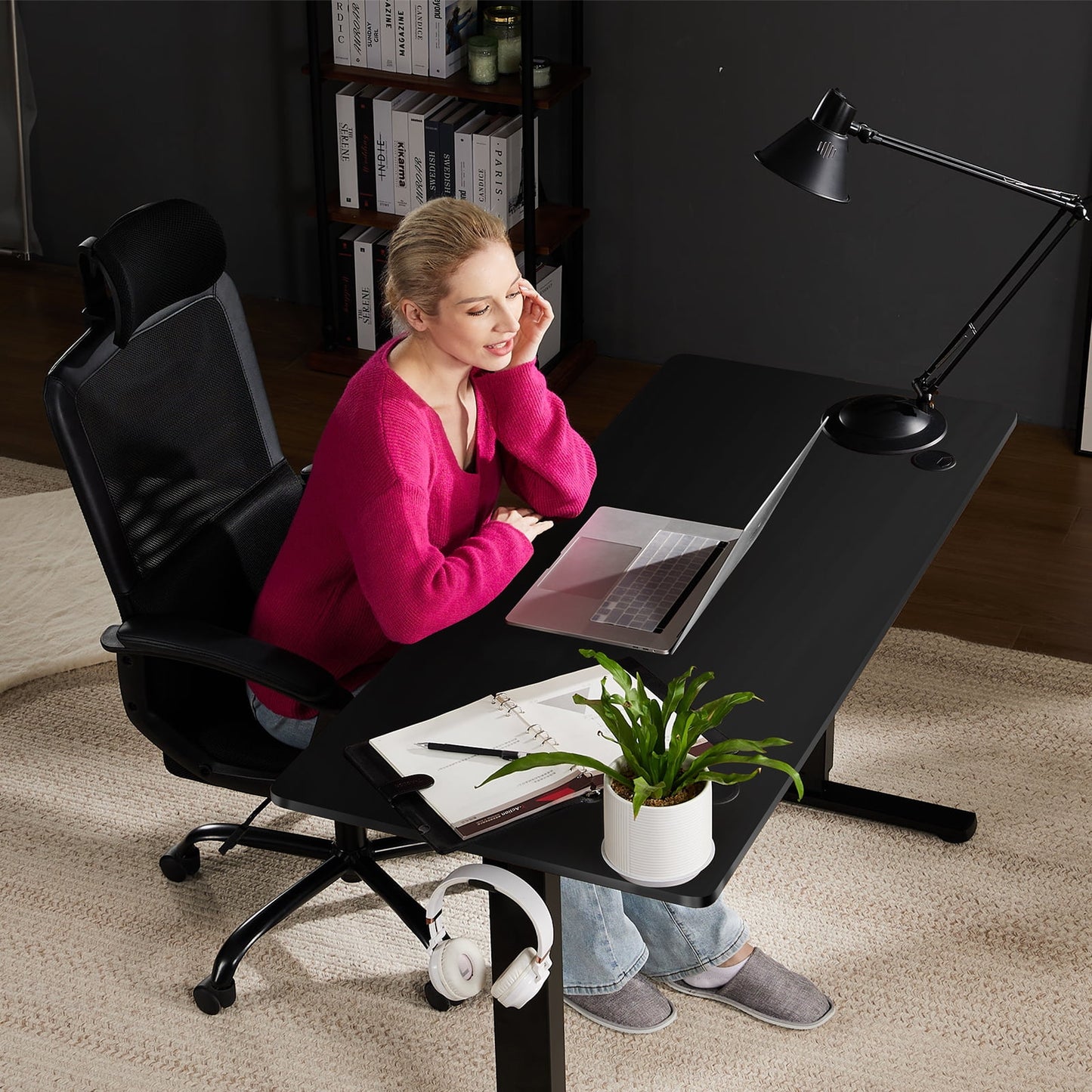 Electric Standing Desk, 55''X24'' Height Adjustable Desk, Home Office Desk with Electric Lift, Sit Stand Desk Workstation for Home Office, Black