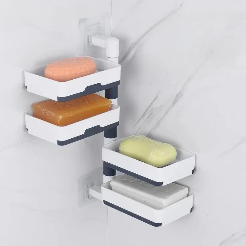 Multi Layer Suction Cup Soap Dish with Drain Water Mobile Space Saving Bathroom Soap Holder for Storage Container Dishes Box