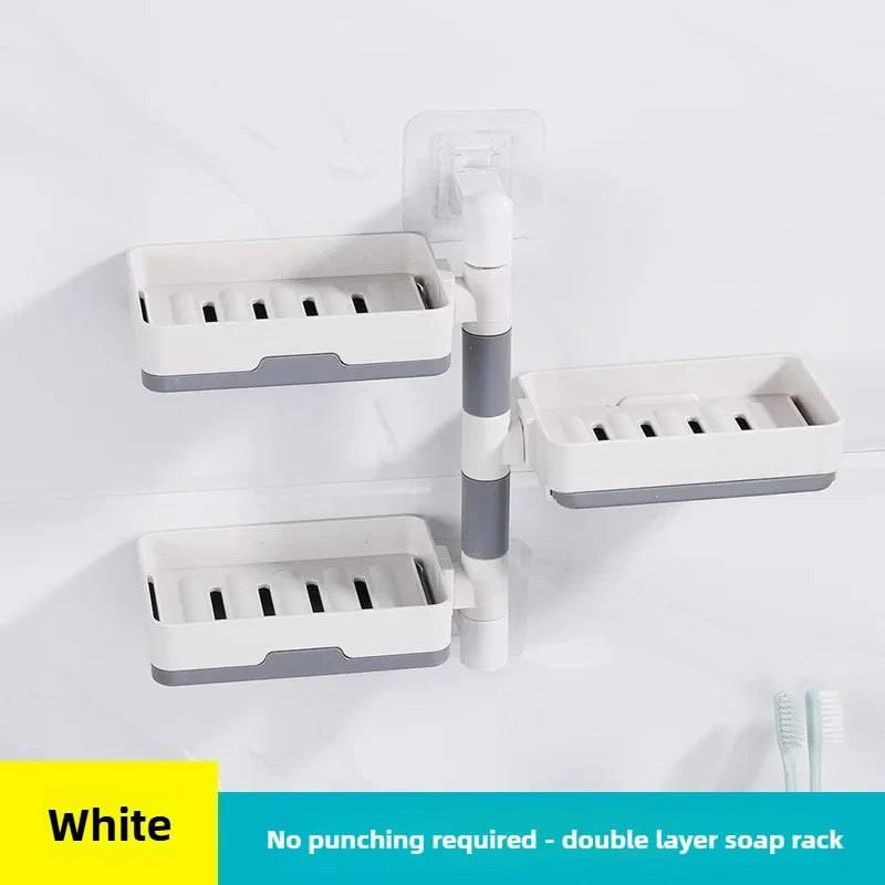 Multi Layer Suction Cup Soap Dish with Drain Water Mobile Space Saving Bathroom Soap Holder for Storage Container Dishes Box