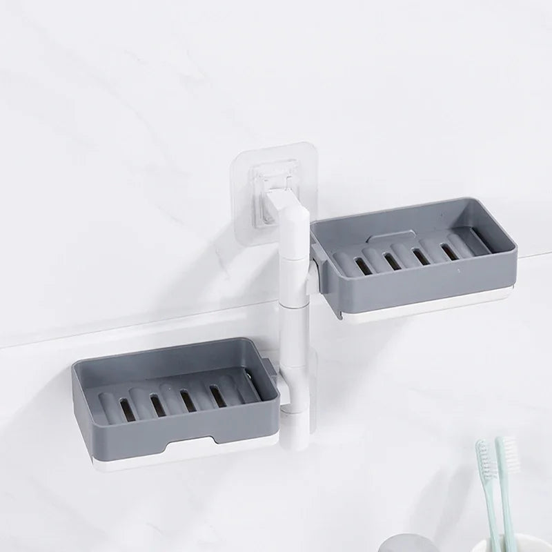 Multi Layer Suction Cup Soap Dish with Drain Water Mobile Space Saving Bathroom Soap Holder for Storage Container Dishes Box