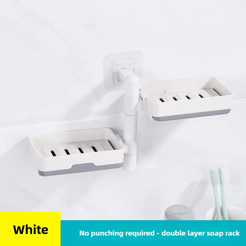 Multi Layer Suction Cup Soap Dish with Drain Water Mobile Space Saving Bathroom Soap Holder for Storage Container Dishes Box