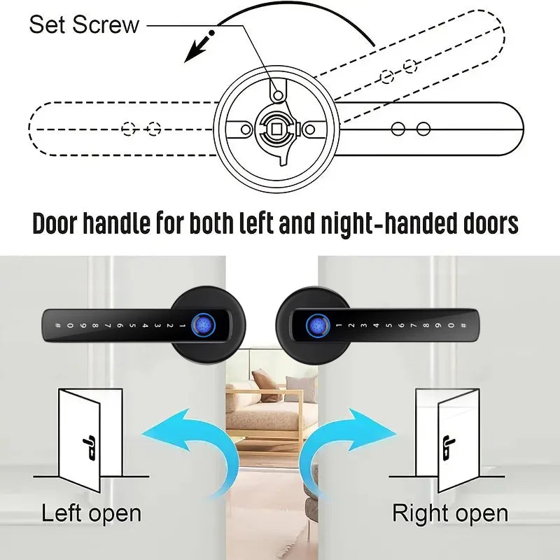 M5 Tuya BLE Fingerprint Door Lock Digital Electronic Lock with Password/Key/Ic Card/ Smartlife/ Tuya APP Unlock