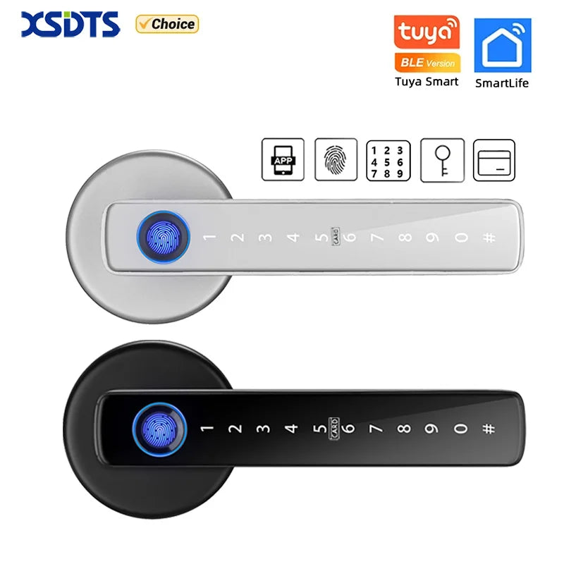 M5 Tuya BLE Fingerprint Door Lock Digital Electronic Lock with Password/Key/Ic Card/ Smartlife/ Tuya APP Unlock