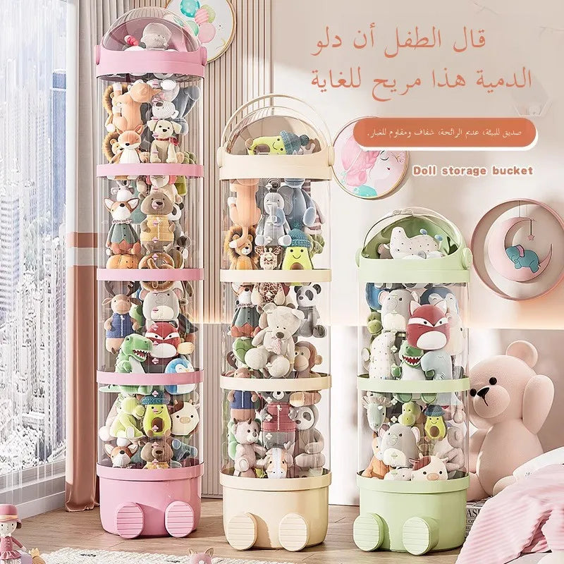 Upaded Zipper Version Plu Doll Storage Buet Transparent Toy Storage Tube Children'S Storage Basket Toy Organizer