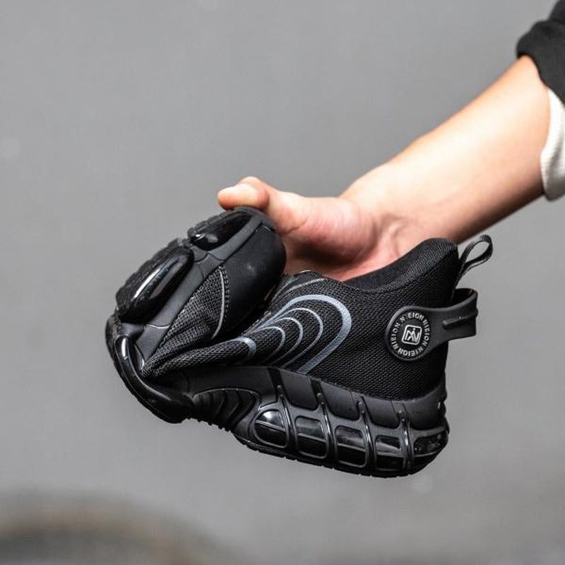 NIEION Steel Toe Work Shoes for Men Women Wide Lightweight Safety Sneakers Comfortable Anti-Shock Industrial Footwear Black Closed Toe Non Slip Work Shoes Steel Toe Shoes Boot Anti-Smash Stab-Resistant Safety Shoe Healthcare Worker