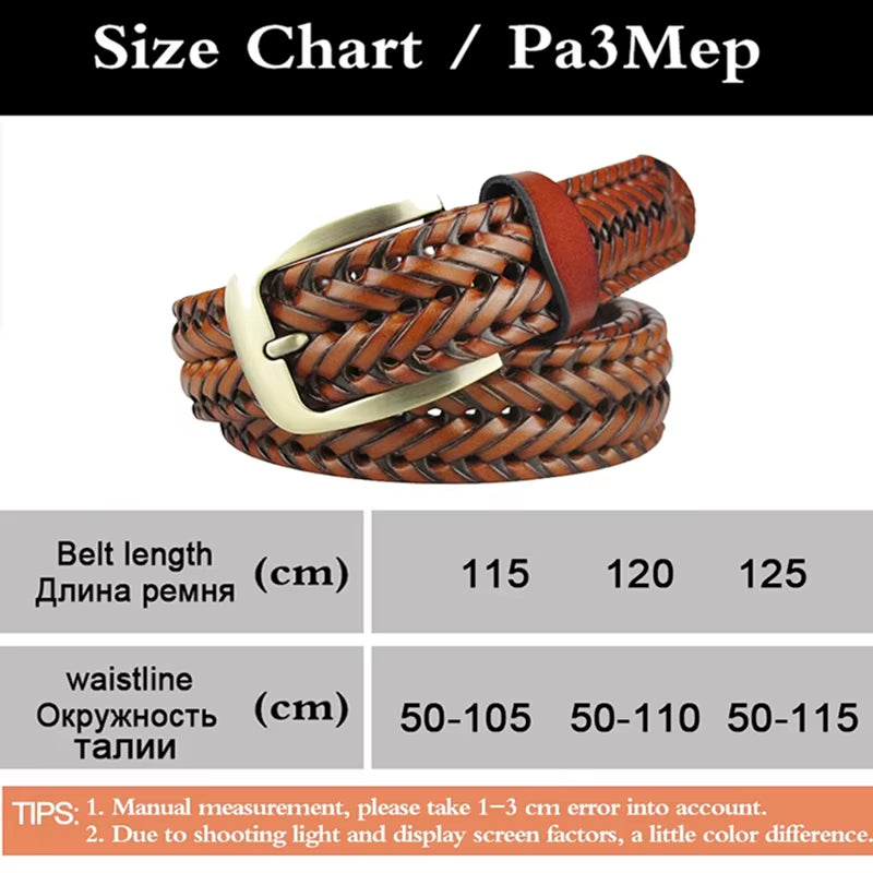 Men Braided Belt Woven Leather Belts for Men Women Vintage Waist Strap Casual Belt Pin Buckle Male Belt for Jeans